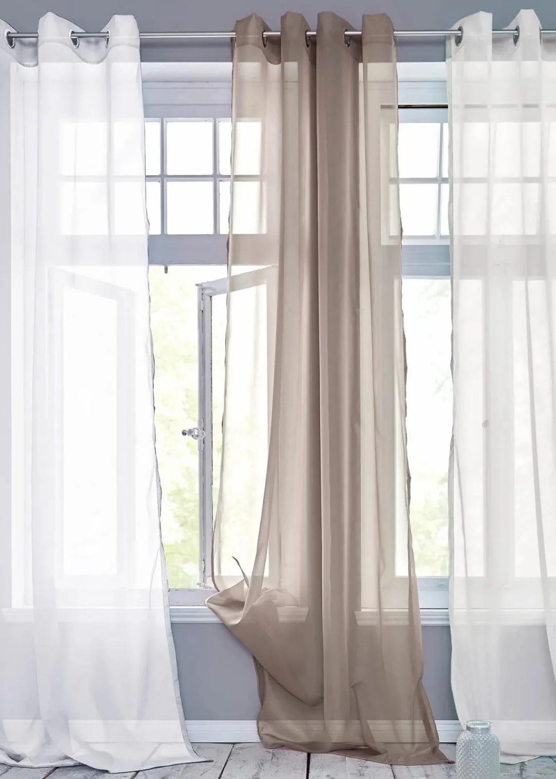 bonprix Gardinen|Gardine aus leichtem Voile (1er Pack) taupe