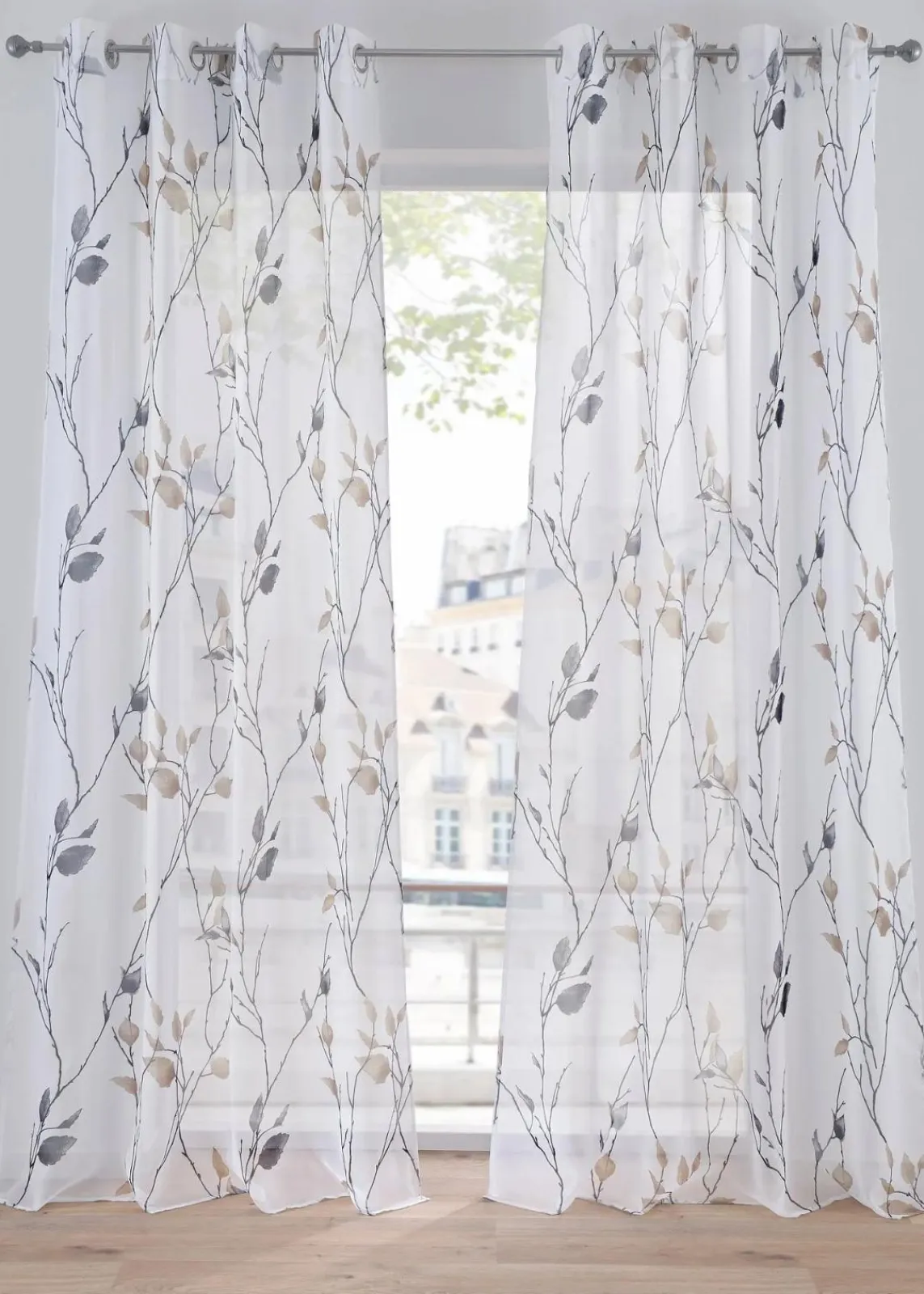 bonprix Gardinen|Gardine aus leichtem Voile (1er Pack) weiß/sand/grau