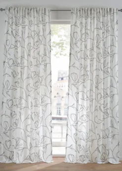 bonprix Gardinen|Gardine aus recyceltem Polyester mit Blätterdruck (1er Pack) creme
