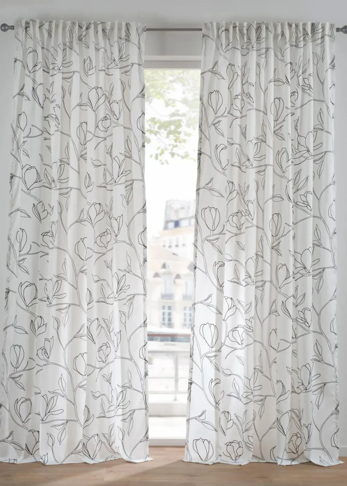 bonprix Gardinen|Gardine aus recyceltem Polyester mit Blätterdruck (1er Pack) creme