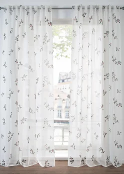 bonprix Gardinen|Weihnachtsdeko & -Textilien·Gardinen|Gardine mit bedruckten Mistelzweigen (1er Pack) weiß/grün/rot