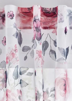 bonprix Gardinen|Gardine mit Blumenmuster mit recyceltem Polyester (1er Pack) weiß/rosa geblümt