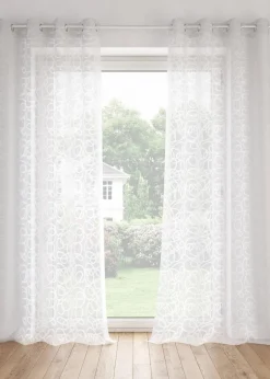 bonprix Gardinen|Gardine mit Druck mit recyceltem Polyester (1er Pack) weiß bedruckt