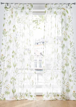 bonprix Gardinen|Gardine mit floralem Druck (1er Pack) weiß/grün