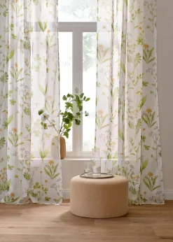 bonprix Gardinen|Gardine mit floralem Druck (1er Pack) weiß/grün