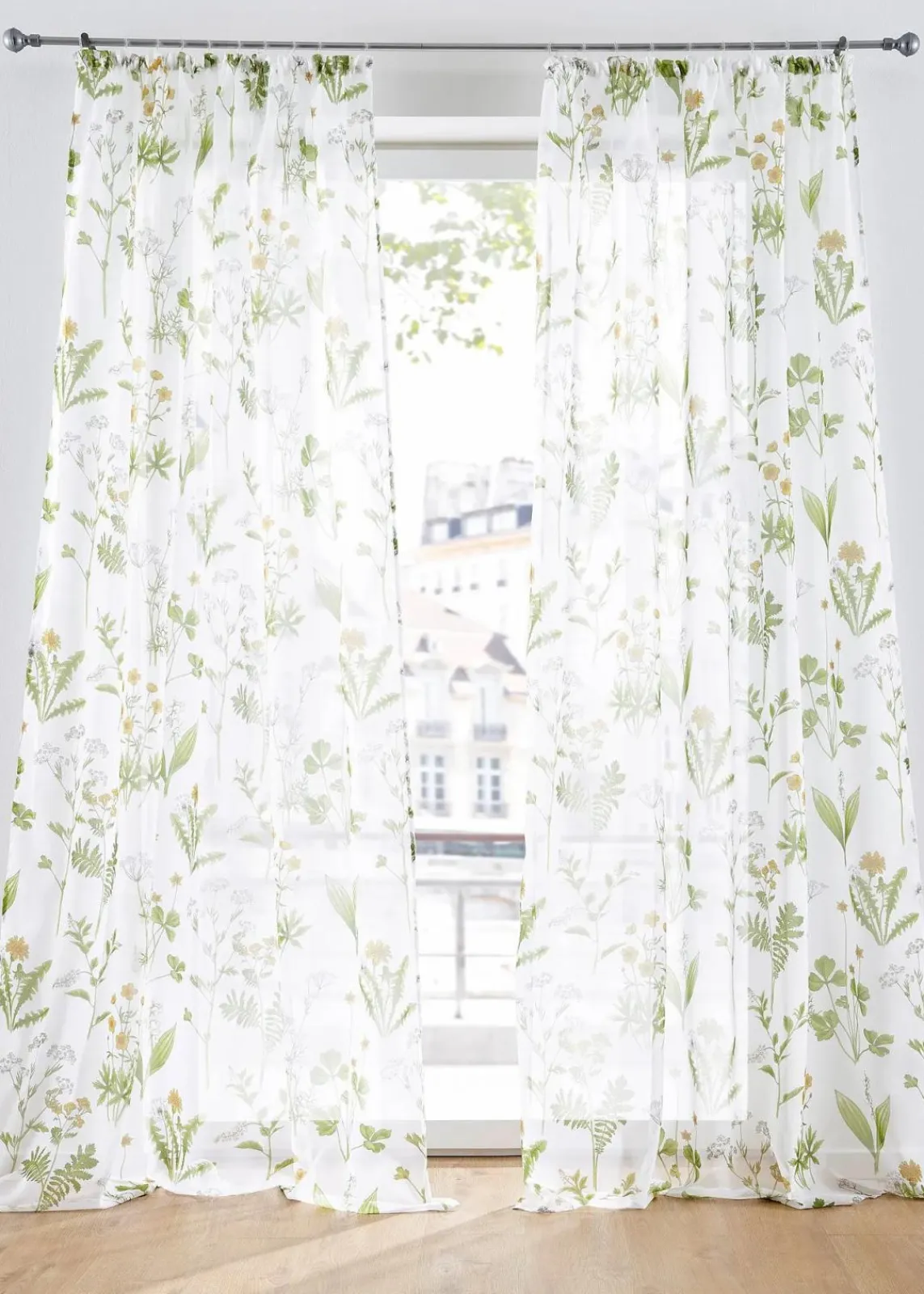 Gardine mit floralem Druck (1er Pack)|bonprix Hot