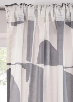 bonprix Gardinen|Gardine mit grafischem Druck aus recycelten Polyester (1er Pack) schwarz/weiß