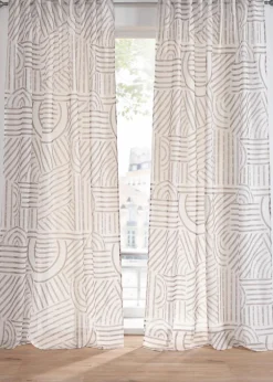 bonprix Gardinen|Gardine mit grafischem Druck (1er Pack) taupe