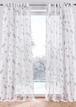 bonprix Gardinen|Weihnachtsdeko & -Textilien·Gardinen|Gardine mit Weihnachtsmotiv (1er Pack) weiß/grün/rot