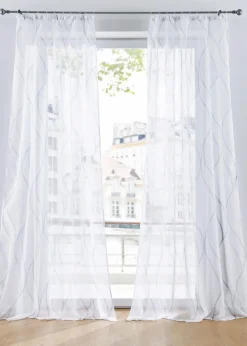 bonprix Gardinen|Gardine mit Wellen, auch in extralang (1er Pack) weiß/grau