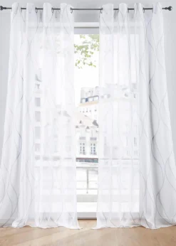 bonprix Gardinen|Gardine mit Wellen, auch in extralang (1er Pack) weiß/grau