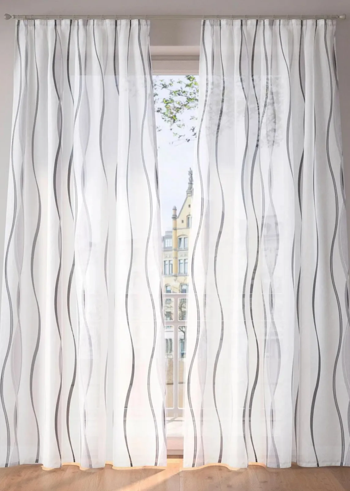 Gardine mit Wellenmuster (1er Pack)|bonprix