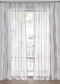 bonprix Gardinen|Gardine mit Wellenmuster (1er Pack) weiß/taupe