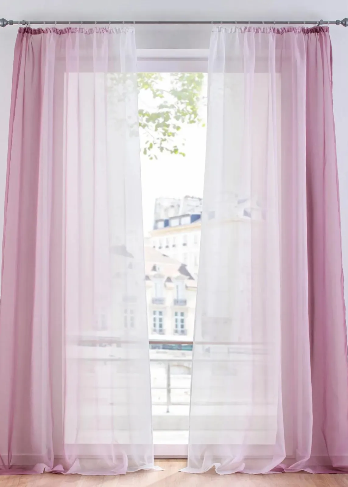 bonprix Gardinen|Gardinen aus leichtem Voile, auch in extralang (2er Pack) mauve