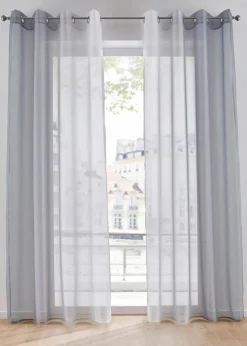 bonprix Gardinen|Gardinen aus leichtem Voile, auch in extralang (2er Pack) grau