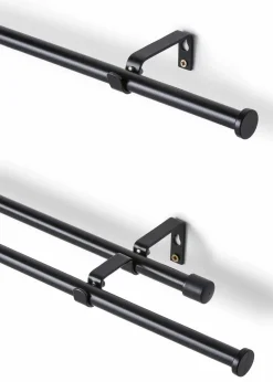 bonprix Gardinenstangen & -Zubehör|Gardinenstange mit Endstück Scheibe schwarz