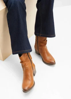 Rieker Schuhe & Accessoires In Spezialgrößen·Schuhe In Übergröße|Stiefeletten|Gefütterte Komfort-Cowboy-Boots cognac
