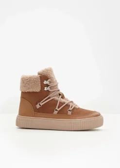 bonprix Gefütterte Winterschuhe|Boots|Gefütterte Schnürboots haselnuss