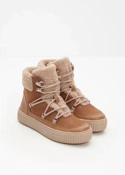 bonprix Gefütterte Winterschuhe|Boots|Gefütterte Schnürboots haselnuss