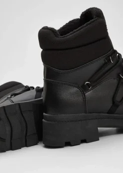 bonprix Gefütterte Winterschuhe|Boots|Gefütterte Schnürboots schwarz