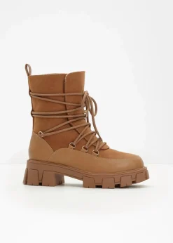 bonprix Gefütterte Winterschuhe|Boots|Gefütterte Schnürboots haselnuss