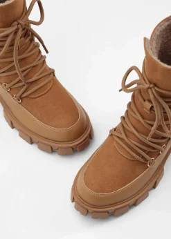 bonprix Gefütterte Winterschuhe|Boots|Gefütterte Schnürboots haselnuss