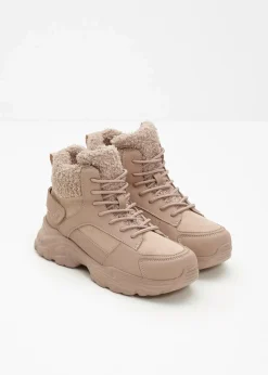 bonprix Gefütterte Winterschuhe|Boots|Gefütterte Schnürboots latte macchiato