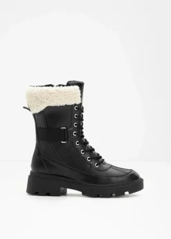 bonprix Gefütterte Winterschuhe|Boots|Gefütterte Schnürboots schwarz