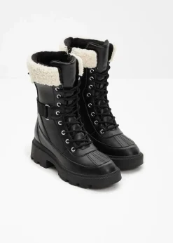 bonprix Gefütterte Winterschuhe|Boots|Gefütterte Schnürboots schwarz