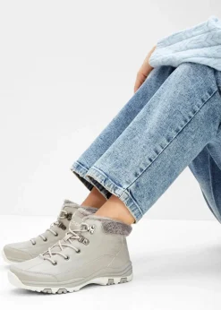 bonprix Boots|Gefütterte Winterschuhe|Gefütterte Schnürboots grau