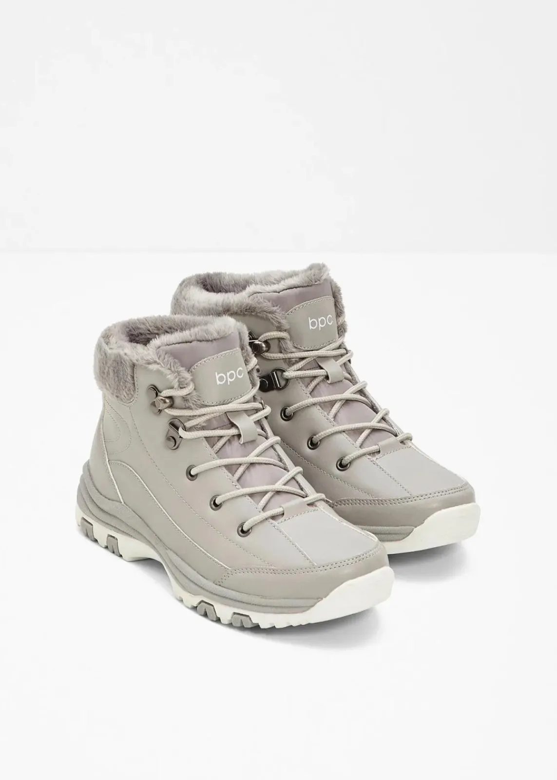 bonprix Boots|Gefütterte Winterschuhe|Gefütterte Schnürboots grau