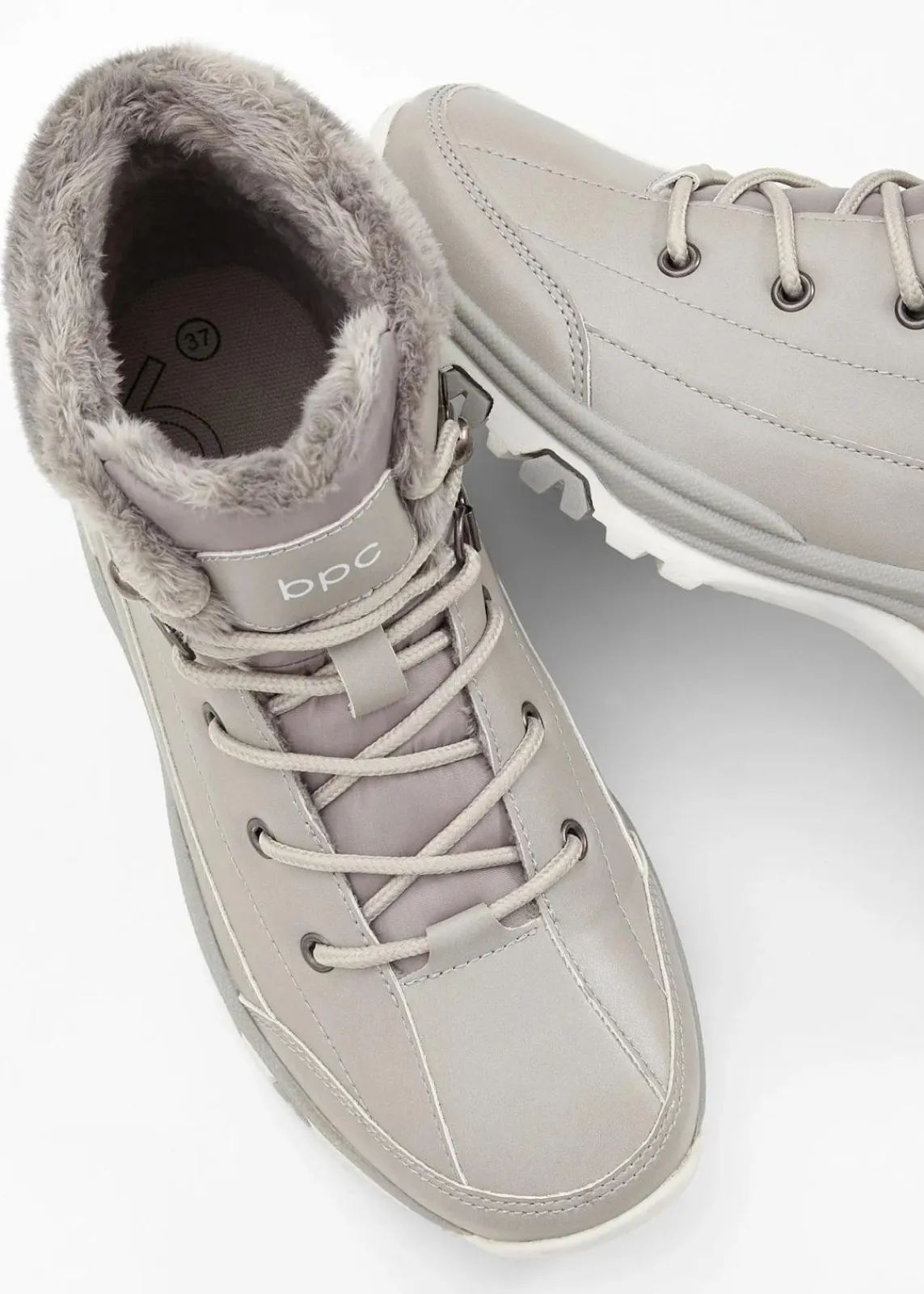 bonprix Boots|Gefütterte Winterschuhe|Gefütterte Schnürboots grau