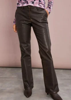 bonprix Bekleidung·Kleider|Hosen|Gerade Lederimitat-Hose terrabraun/nussbraun used