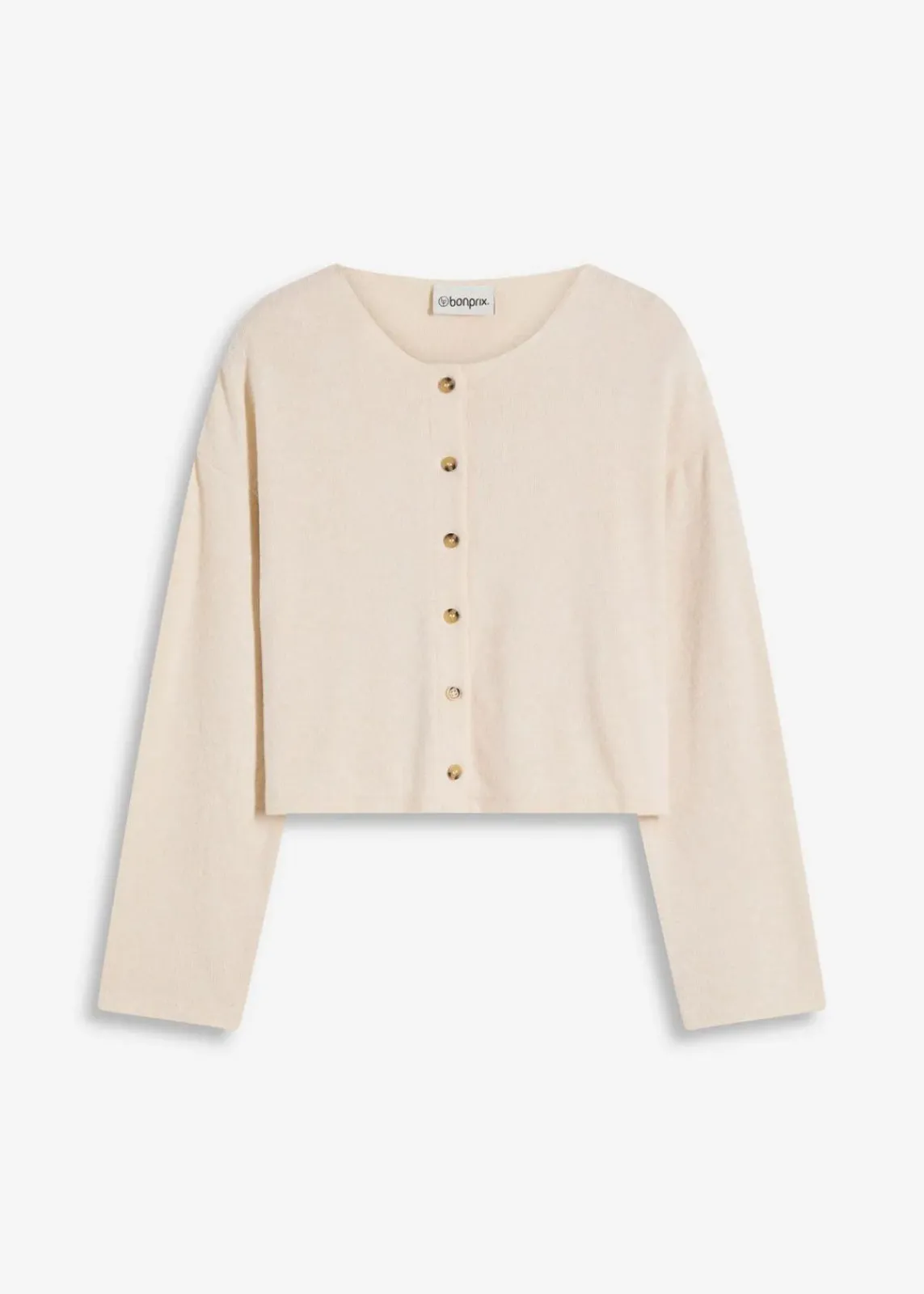 bonprix Pullover & Strickjacken|Zweiteiler & Sets|Gerippte Feinstrickjacke kieselbeige meliert