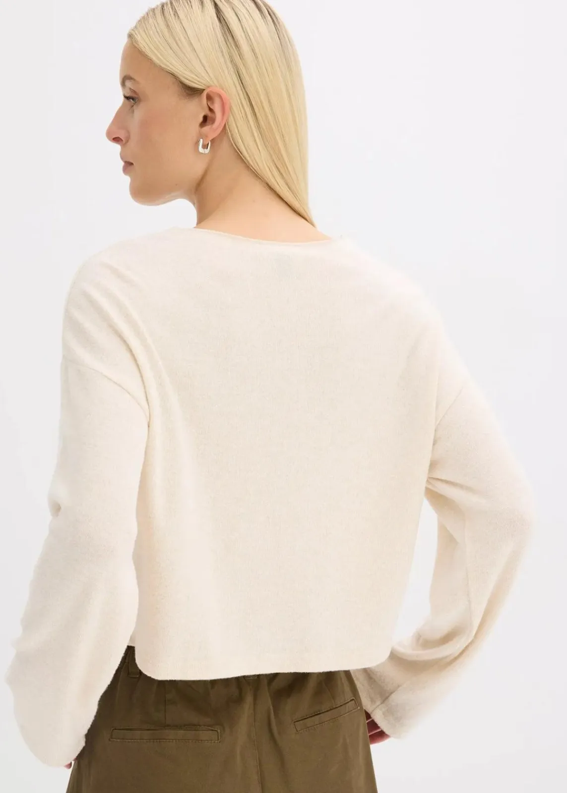 bonprix Pullover & Strickjacken|Zweiteiler & Sets|Gerippte Feinstrickjacke kieselbeige meliert