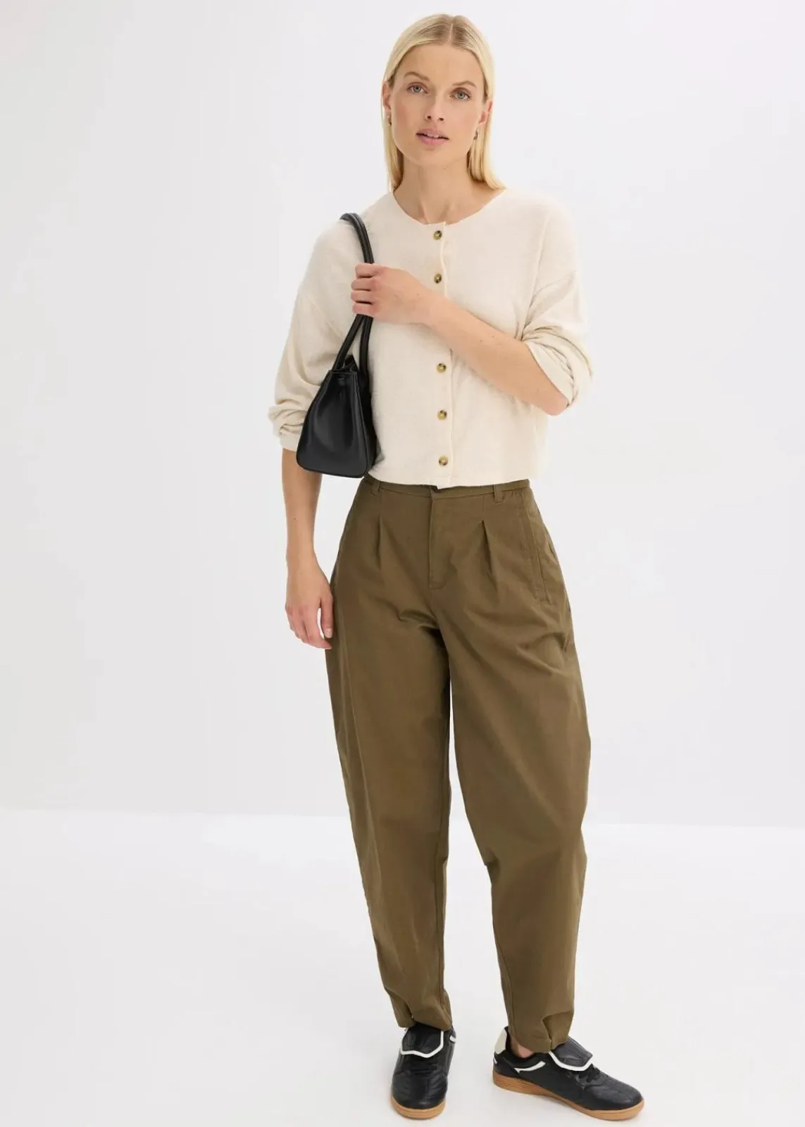 bonprix Pullover & Strickjacken|Zweiteiler & Sets|Gerippte Feinstrickjacke kieselbeige meliert