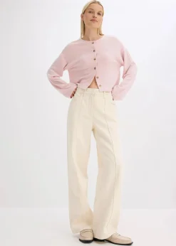 bonprix Bekleidung·Umstandsmode|Strickmode|Gerippte Feinstrickjacke aschrosa meliert