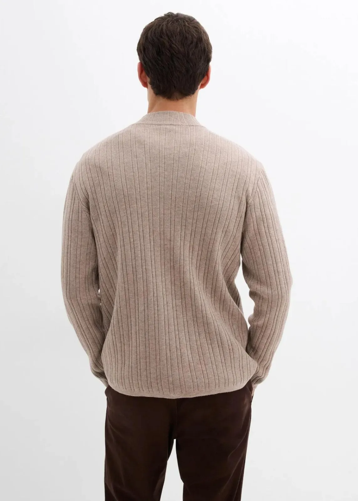 bonprix Große Größen|Pullover & Strickjacken|gerippte Feinstrickjacke beige meliert