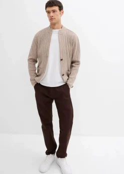 bonprix Große Größen|Pullover & Strickjacken|gerippte Feinstrickjacke beige meliert