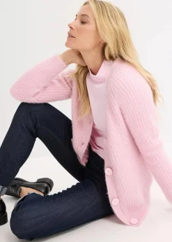 bonprix Bekleidung·Umstandsmode|Pullover & Strickjacken|Gerippte Grobstrickjacke kristallrosa