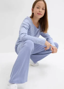 bonprix Mädchen 9-16 Jahre·Hosen & Leggings|Mädchen 2-8 Jahre·Nachhaltigere Materialien|Gerippte Jersey-Hose mit Bio-Baumwolle mattblau