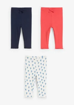 bonprix Mehrfachpacks|Hosen & Leggings|Gerippte Leggings aus Bio-Baumwolle (3er Pack) hummer+dunkelblau+wollweiß