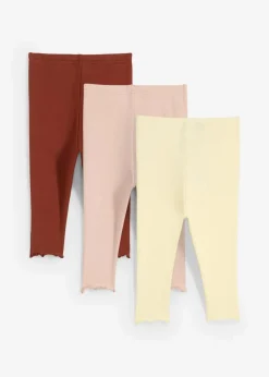 Gerippte Leggings aus Bio-Baumwolle mit Volants (3er Pack)|bonprix Clearance