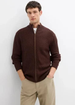 Gerippte Strickjacke aus Baumwoll-Mix|bonprix Online