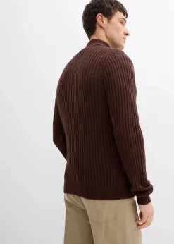 Gerippte Strickjacke aus Baumwoll-Mix|bonprix Online