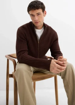 Gerippte Strickjacke aus Baumwoll-Mix|bonprix Online
