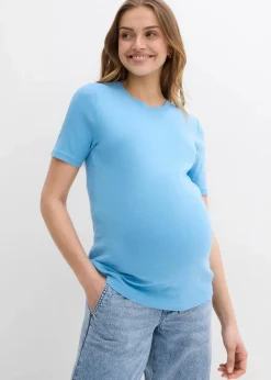 bonprix Bekleidung·Blazer|Umstandsmode|Gerippte Umstandsshirts aus reiner Bio-Baumwolle (2er Pack) dunkelblau + babyblau