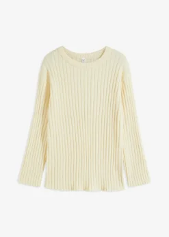 bonprix Pullover & Strickjacken|Strickmode|Gerippter Oversize-Pullover cremeweiß