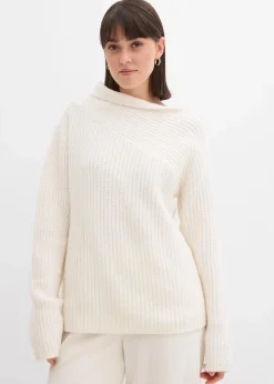bonprix Bekleidung·Umstandsmode|Strickmode|Gerippter Oversize-Pullover perlweiß