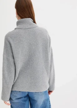 bonprix Bekleidung·Umstandsmode|Bekleidung·Jeans|Gerippter Rollkragenpullover hellgrau meliert